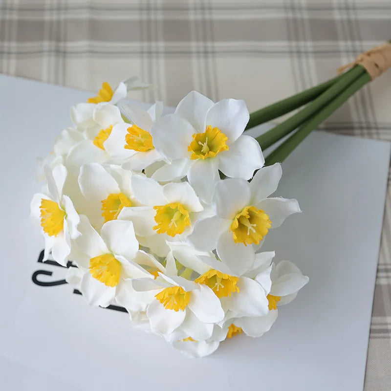 lot de 6 bouquets de fleurs narcisses artificielles pour toutes décorations