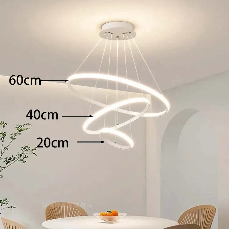 lustre moderne rond à trois cercles design élégant