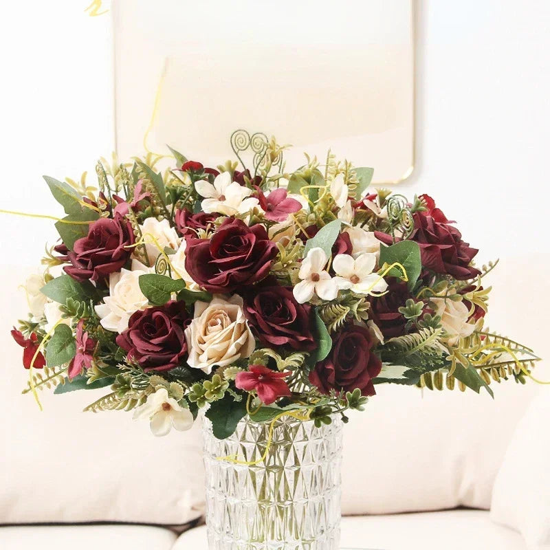 bouquet de roses artificielles pour décoration et cadeau de fête