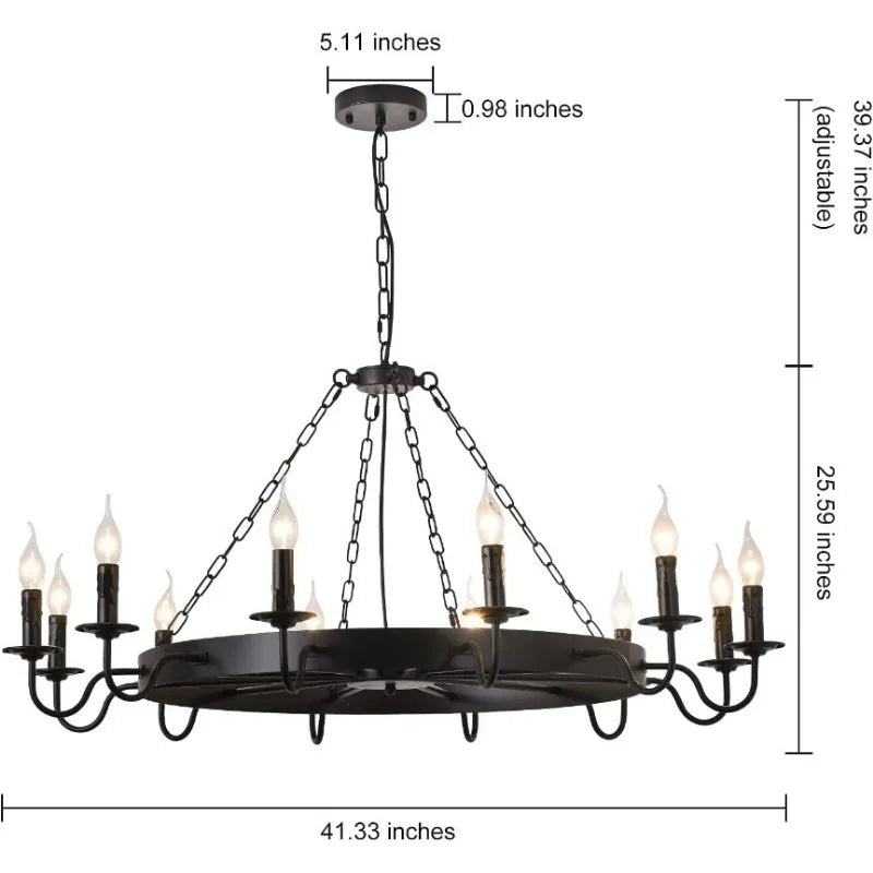 Retro Iron Art Chandelier with Creative Personality, Nostalgic Industrial Style Candle Chandelier, Living Room Lighting Fixture