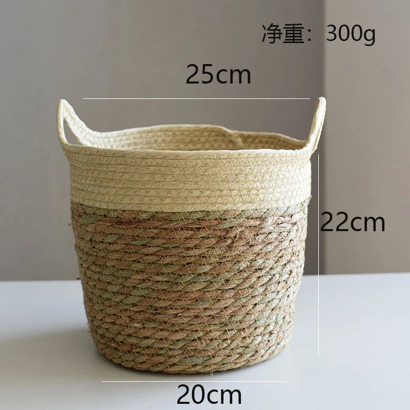 panier de rangement en paille pour décoration artisanale moderne