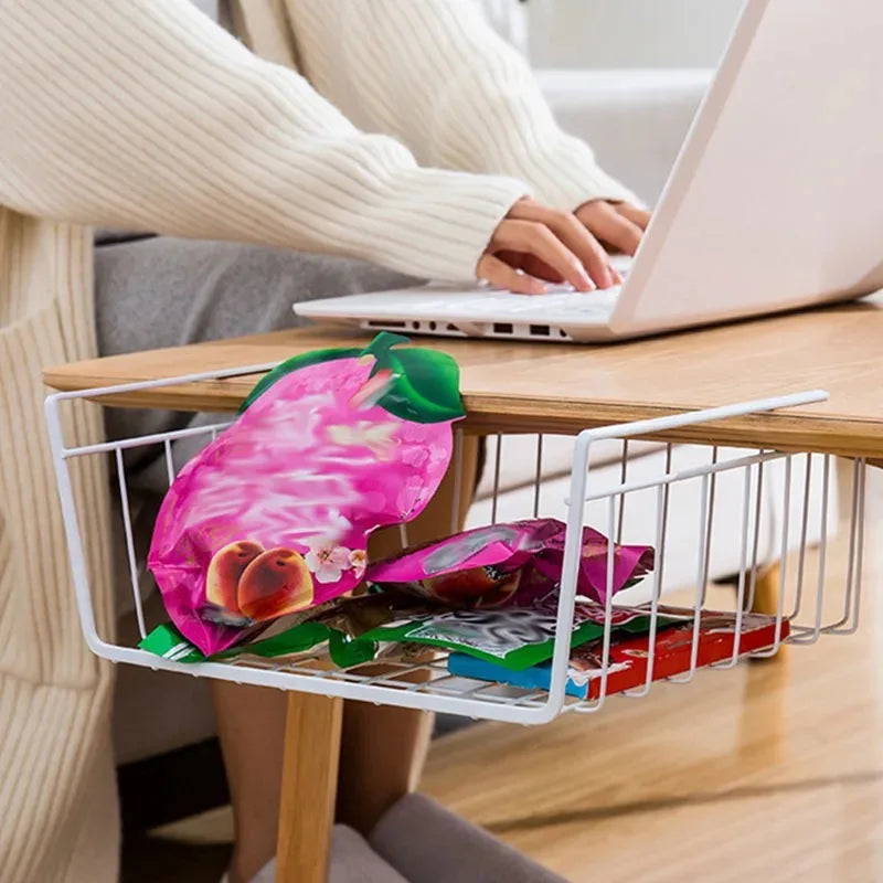 panier de rangement suspendu en métal pour espace de travail et rangement