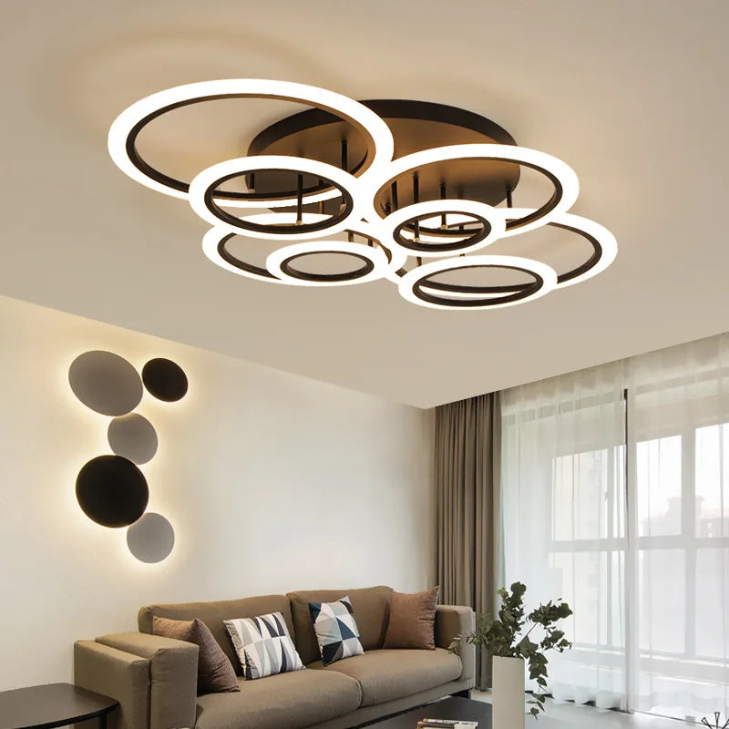 lustre à anneau moderne pour éclairage intérieur décoratif