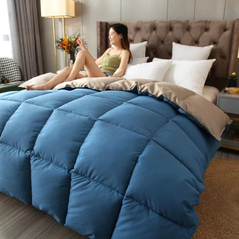 couette luxueuse en plumes et duvet d'oie anti-allergène