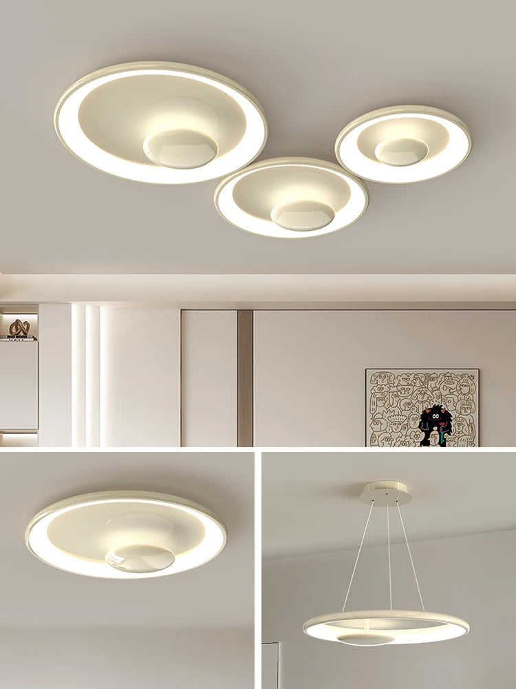 plafonnier led rond style crème variable avec télécommande