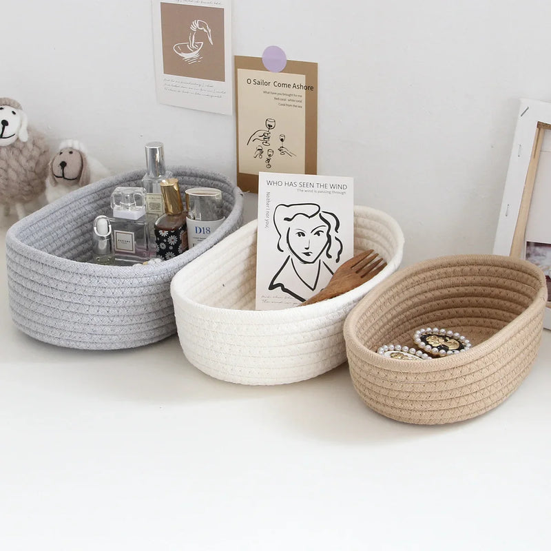 paniers en corde de coton pour rangement et organisation des objets