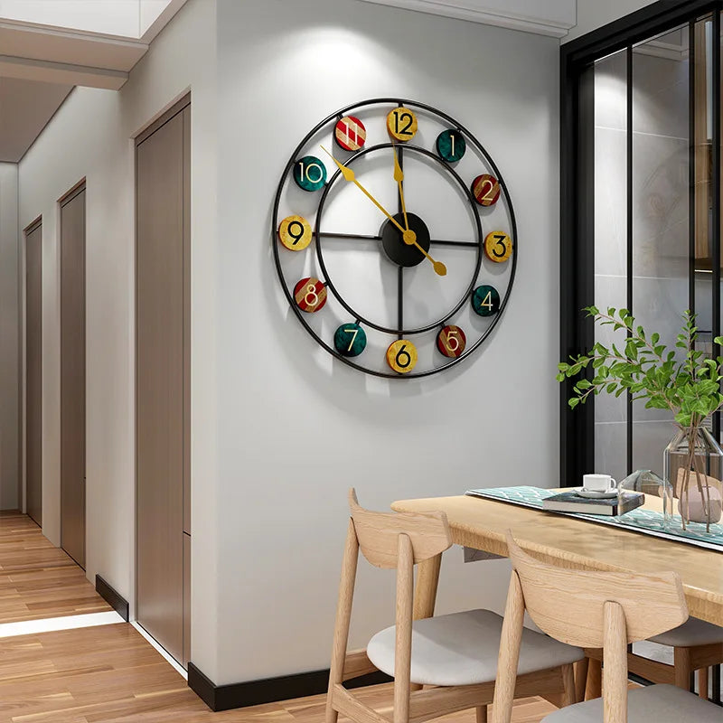 horloge murale ronde européenne de luxe créative et légère