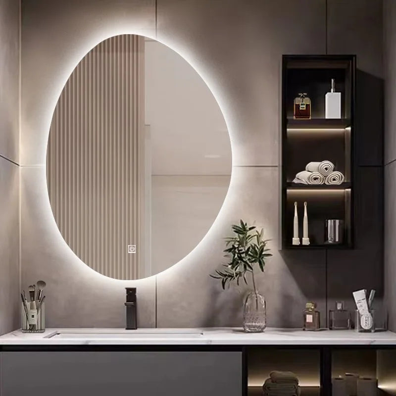 miroir à led intelligent forme irrégulière avec écran tactile