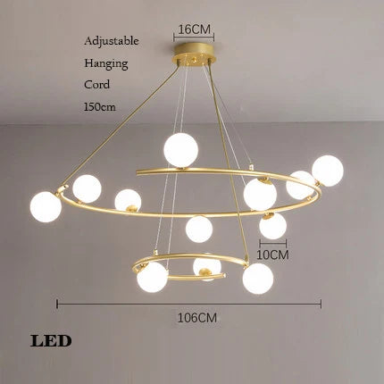 lustre créatif en fer et verre pour décoration élégante