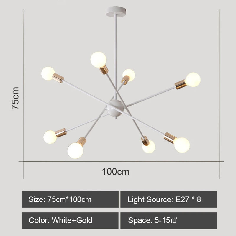 lustre moderne nordique sputnik avec éclairage led intérieur