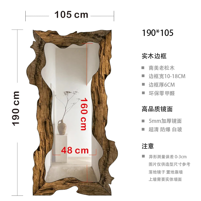 miroir moderne de luxe sur pied en bois décoratif pour la maison