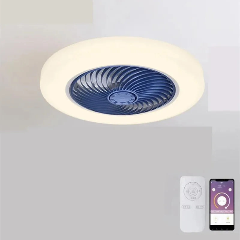 ventilateur de plafond avec télécommande dimmable et lumière LED minimaliste