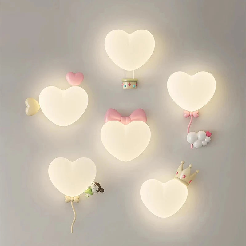 applique murale led en forme de cœur pour chambre d'enfant