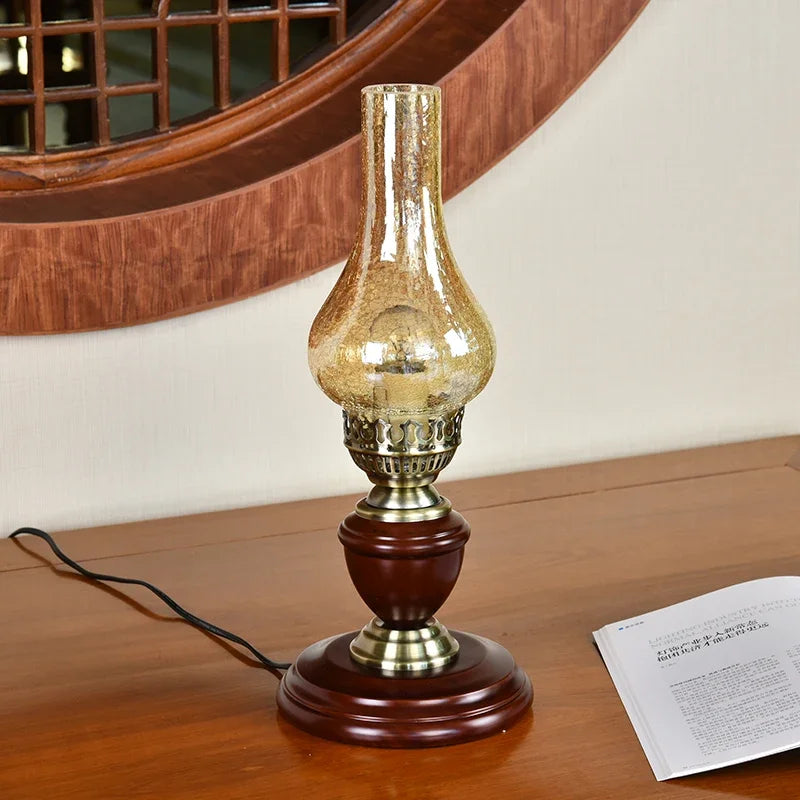 lampe de table vintage en bois style chinois pour décoration