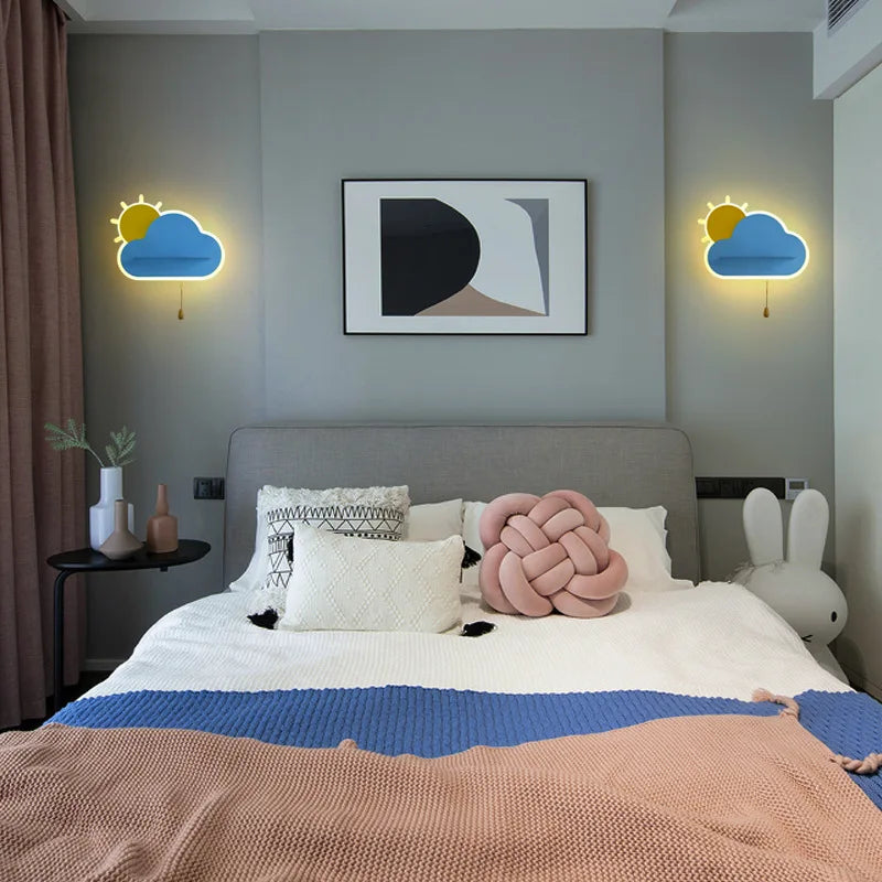 applique murale led décorative pour chambre de bébé nuage et soleil