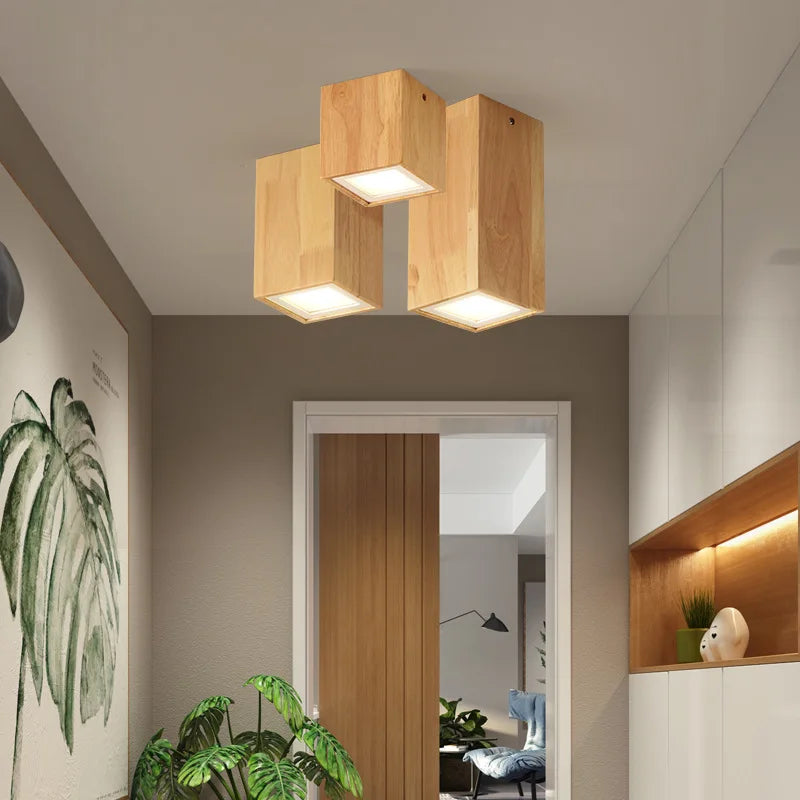 plafonnier led moderne en bois pour décoration intérieure