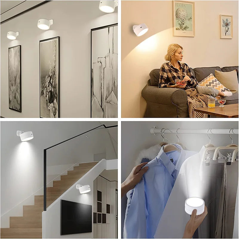 applique murale led rechargeable avec télécommande tactile rotative à 360°