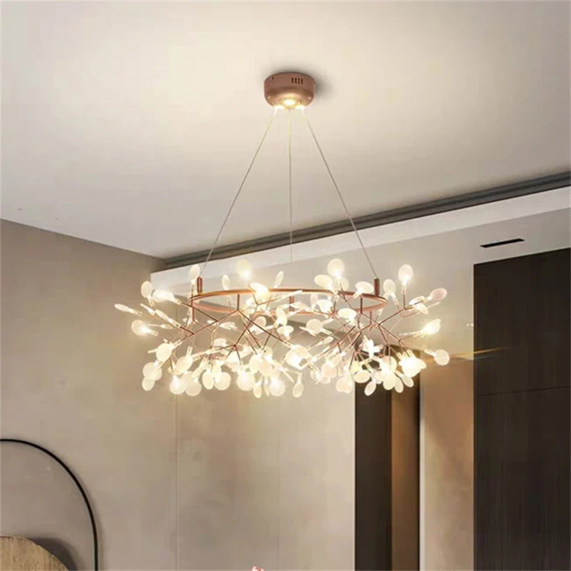 lustre led moderne avec branches rondes pour suspension