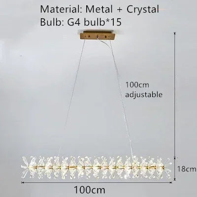 suspension moderne en cristal transparent pour décoration intérieure