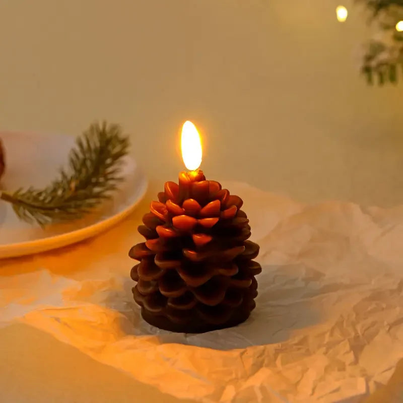 bougie led pomme de pin sans flamme pour décoration intérieure festive