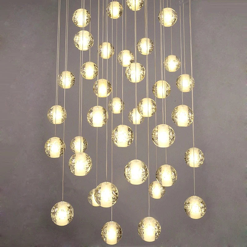 lustre en cristal moderne avec boule tournante led suspendue