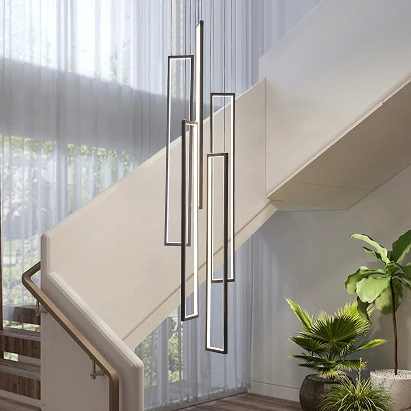 lustre moderne simple led nordique luxe duplex loft rotatif