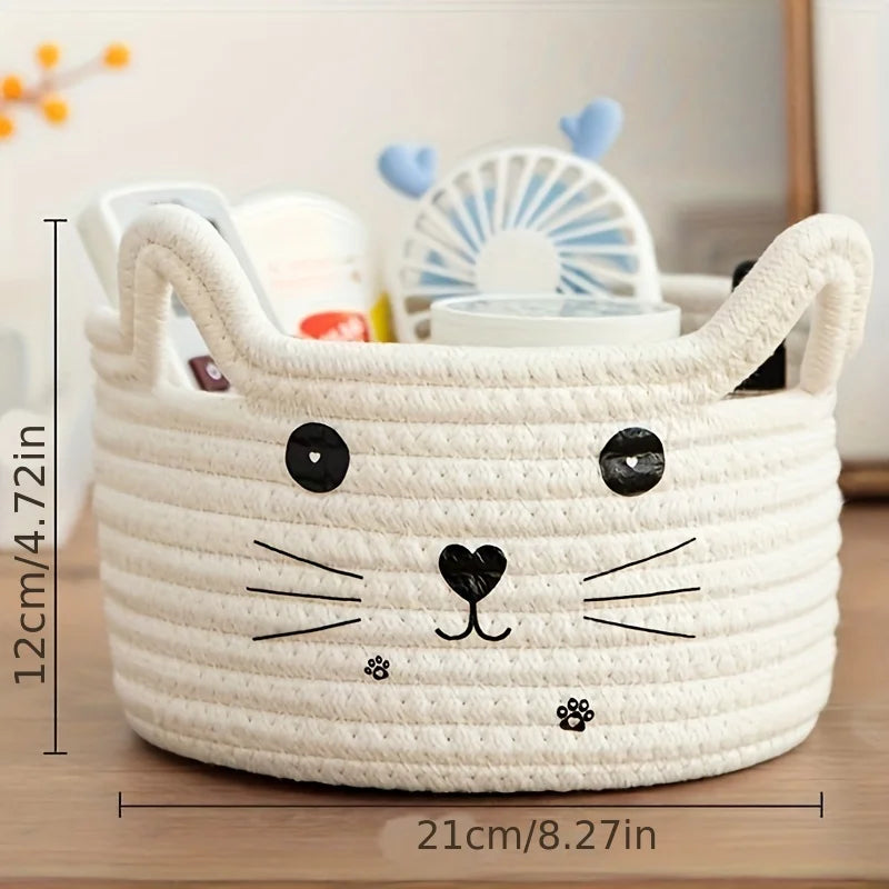 paniers de rangement en coton thème chaton décoratif et pratique