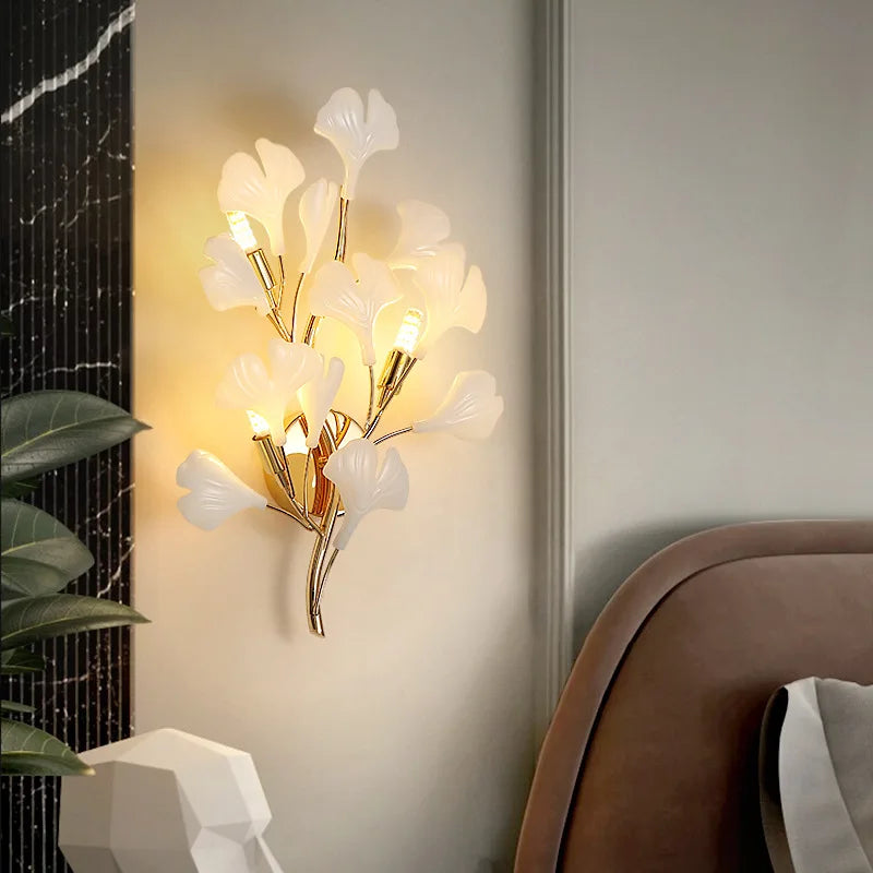 applique murale led en céramique à fleurs romantiques pour hôtel