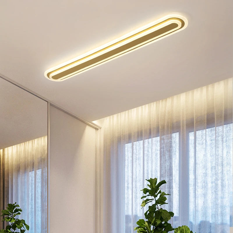 lustre nordique led moderne minimaliste ligne lumineuse allée balcon