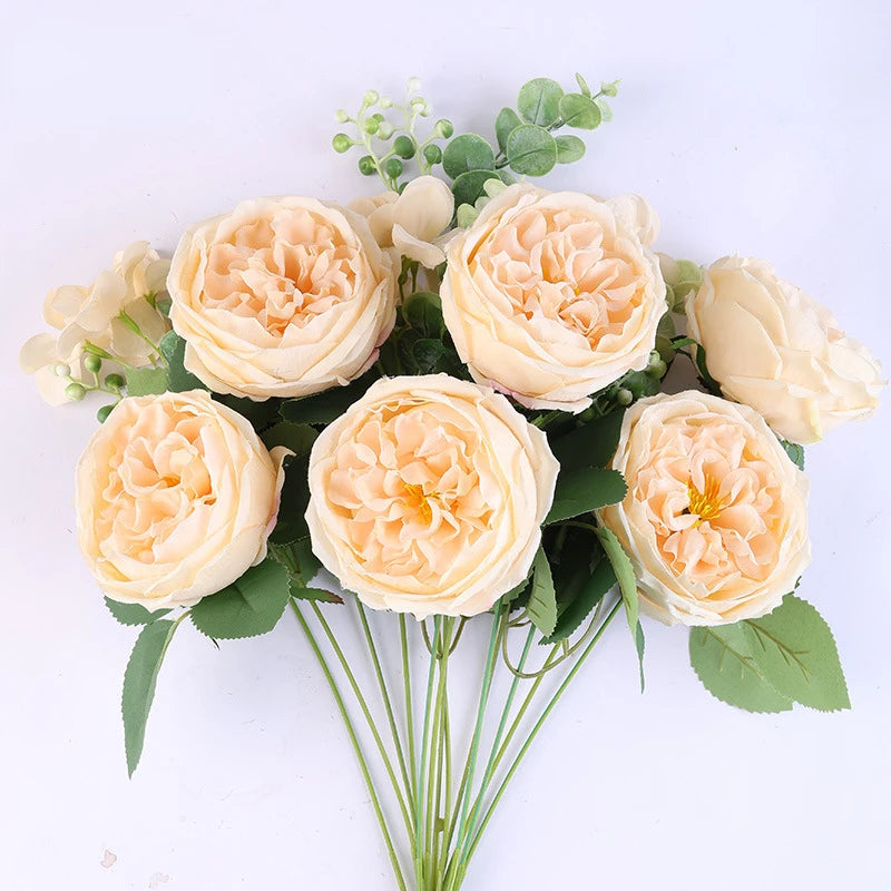 bouquet de roses artificielles en soie pour décoration intérieure