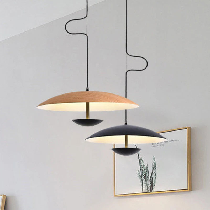 lampe suspension led style nordique grain bois pour décoration bureaux