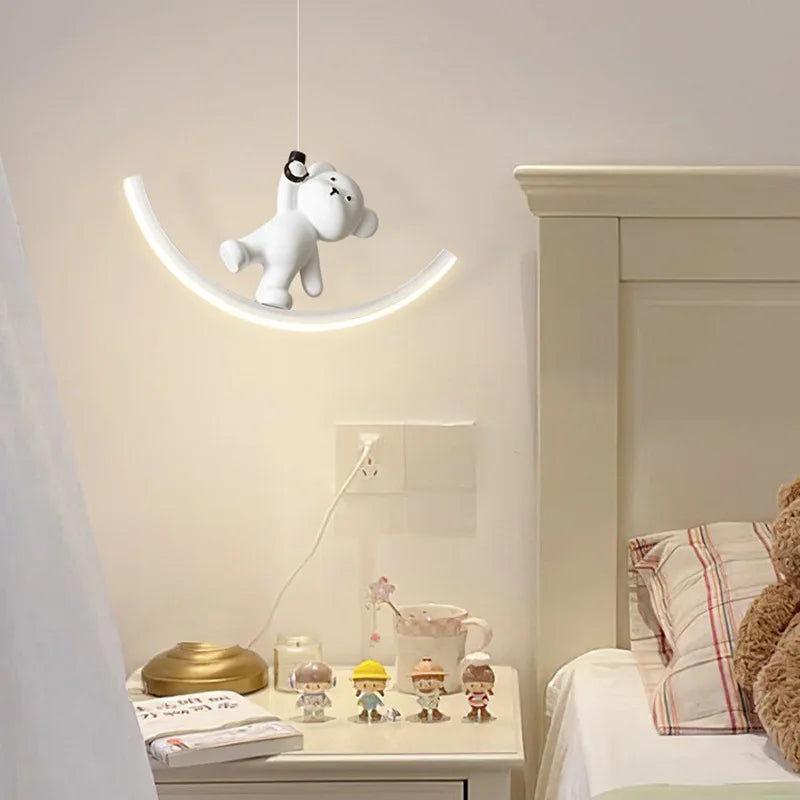 suspension led enfant motif dauphin et ours