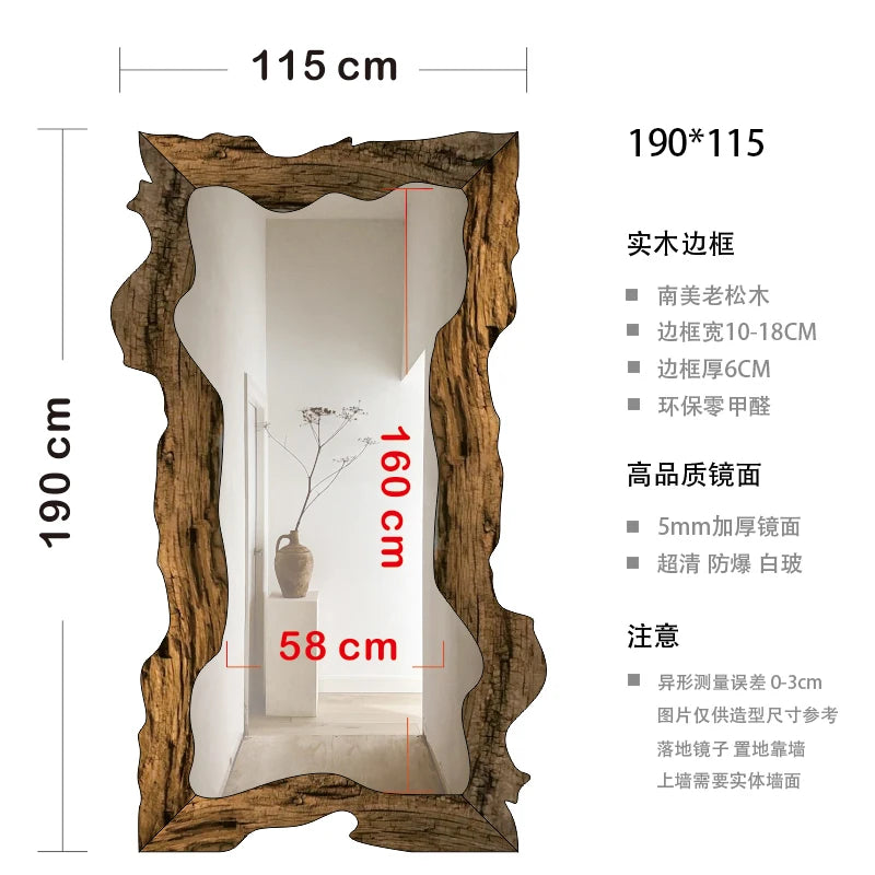 miroir moderne de luxe sur pied en bois décoratif pour la maison