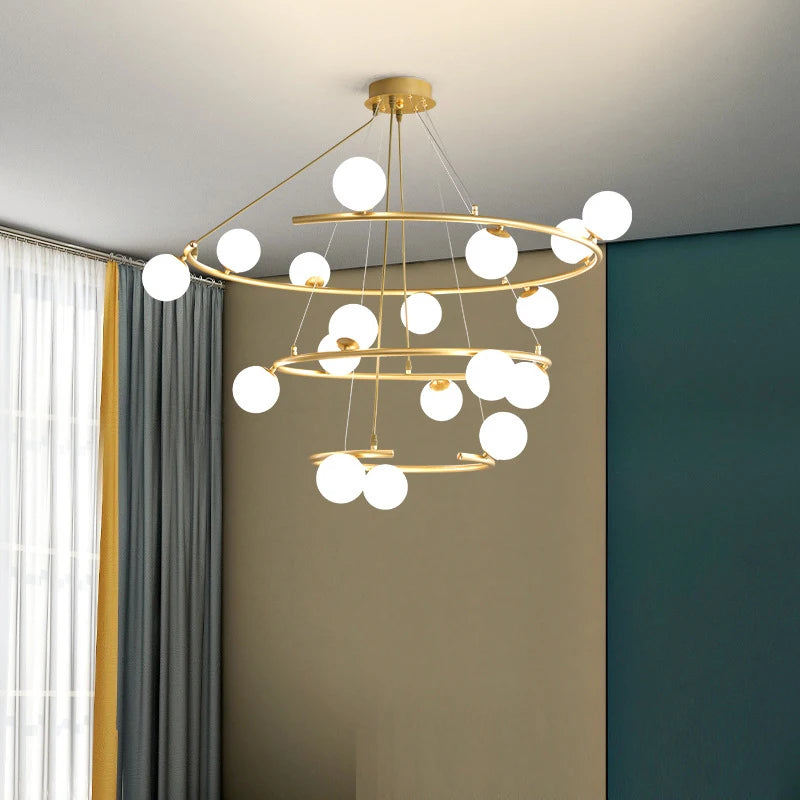 lustre créatif en fer et verre tendance pour décoration intérieure