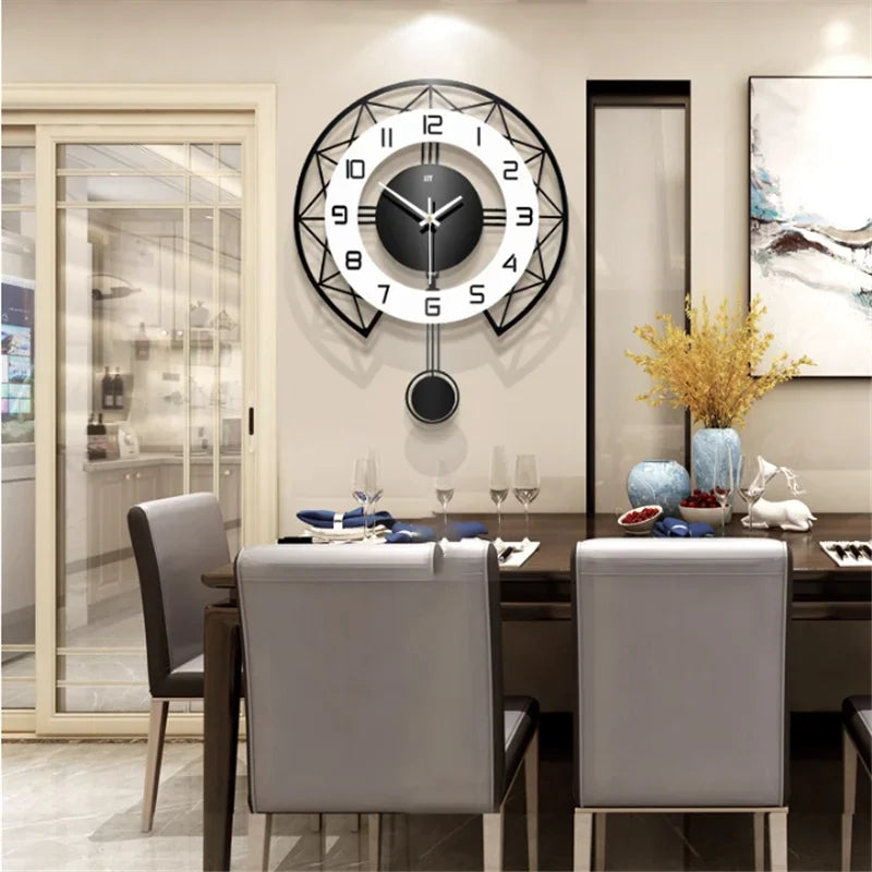 horloge murale pivotante créative design silencieuse pour décoration intérieure