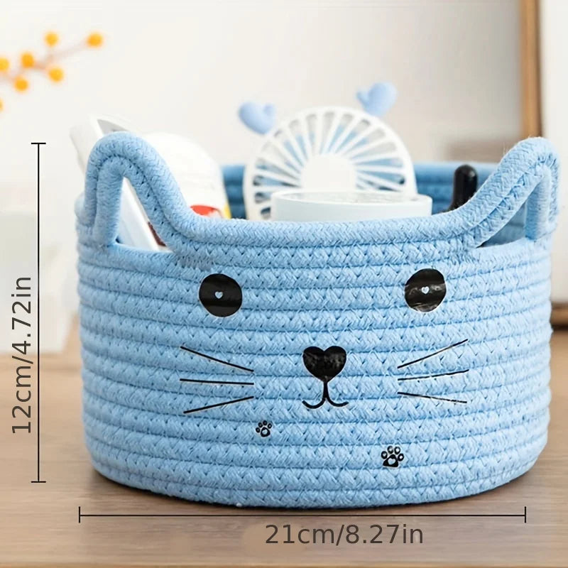 panier en corde de coton pour jouets animaux mignon avec oreilles