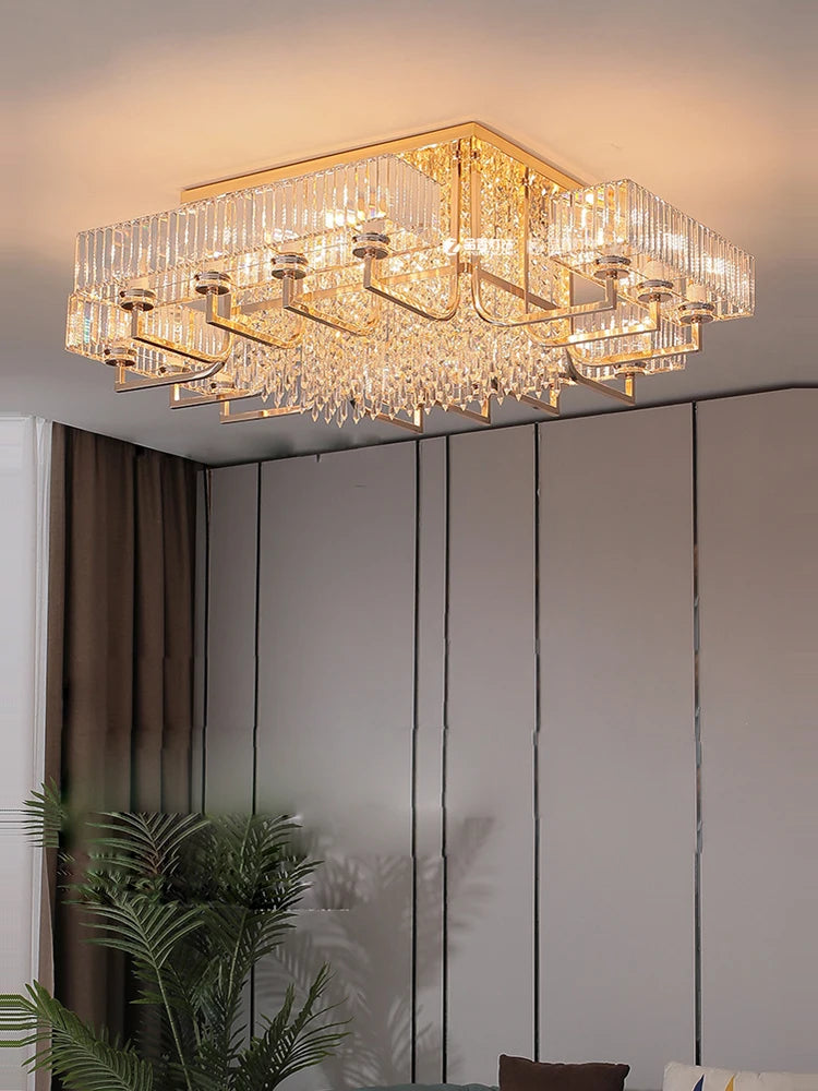 lustre dimmable en cristal pour un éclairage élégant