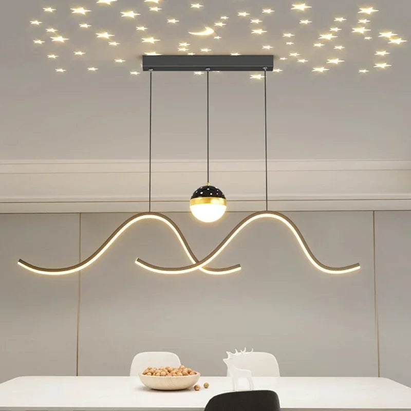 lustre nordique minimaliste avec éclairage créatif à ciel étoilé