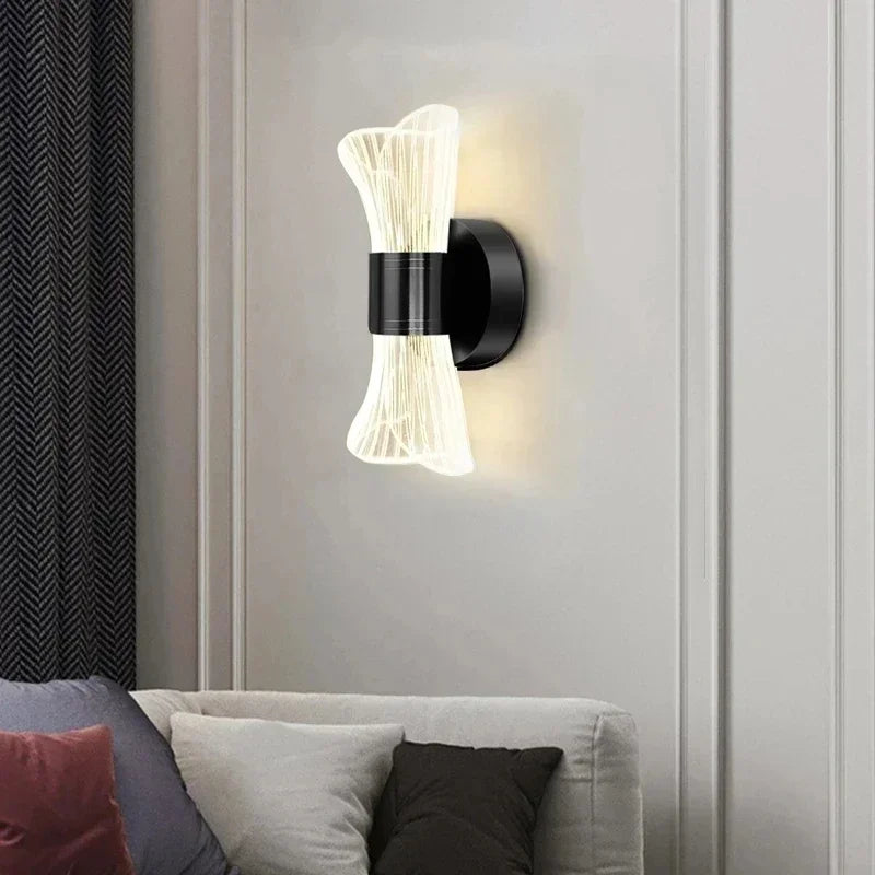 Moderne luxe créatif acrylique applique murale LED lumière or noir applique pour allée applique chambre chevet couloir décor à la maison