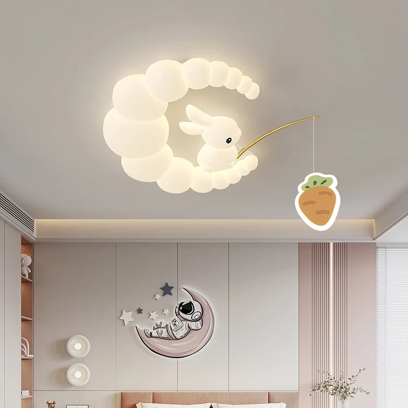 Creative Children's Room Ceiling Lamps Carrot Cloud Rabbit Ceiling Light Nursery Room School Baby Girl Bedroom Chandelier AC220V