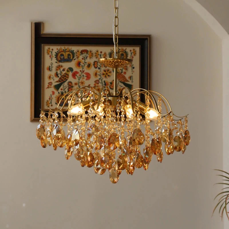 lustre en cristal de luxe pour décoration rétro élégante