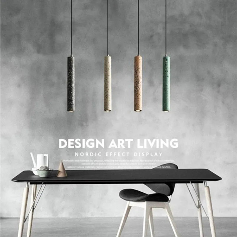 suspension led en pierre de ciment style industriel