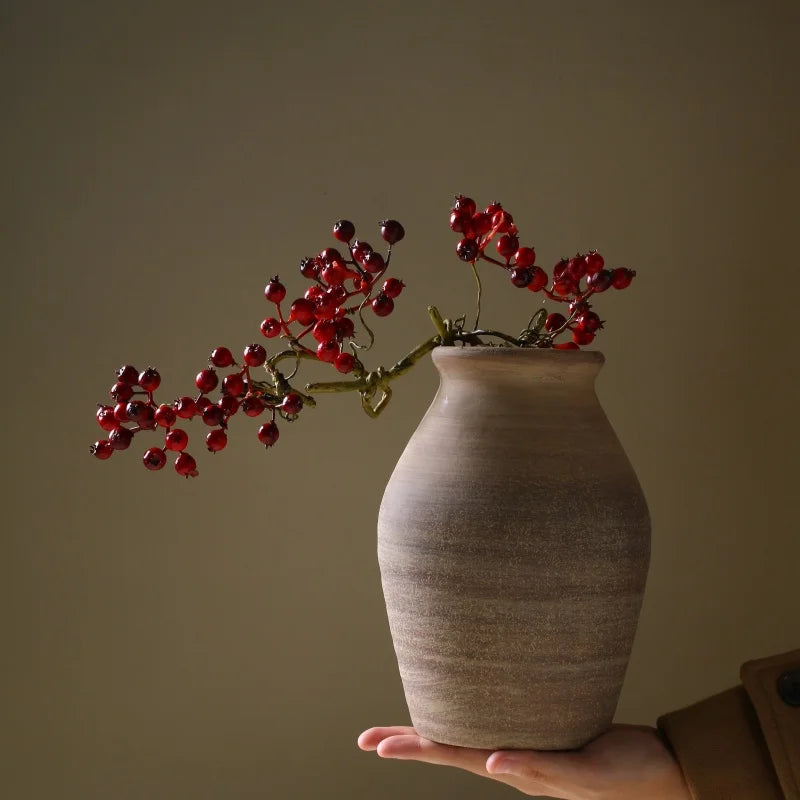 vase rétro en céramique fait main pour décoration fleurs séchées