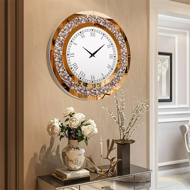 horloge murale moderne 3D design en cristal diamant élégante