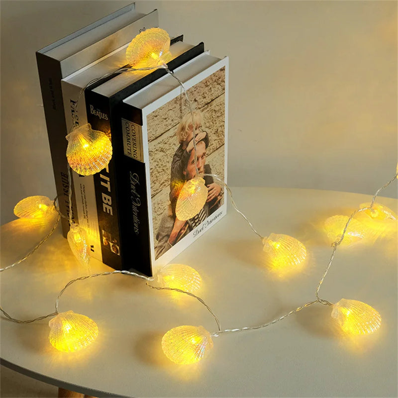 guirlande lumineuse coquillages pour décor océan fête mariage