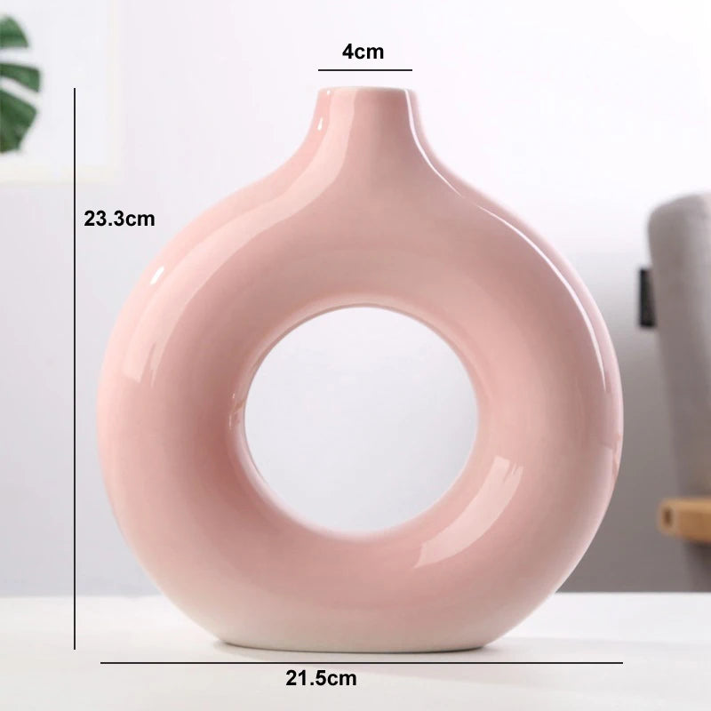 vase circulaire en céramique pour décoration intérieure et fleurs