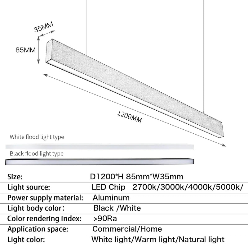 suspension led moderne pour bureau et salle à manger