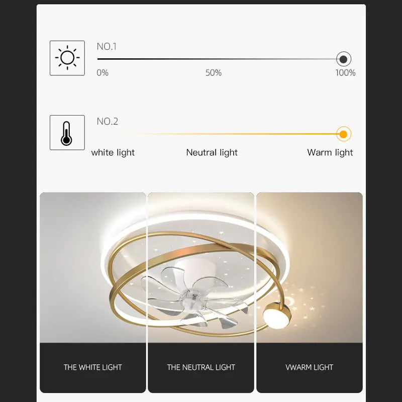 lustre moderne avec lumières et ventilateur intelligent pour intérieur
