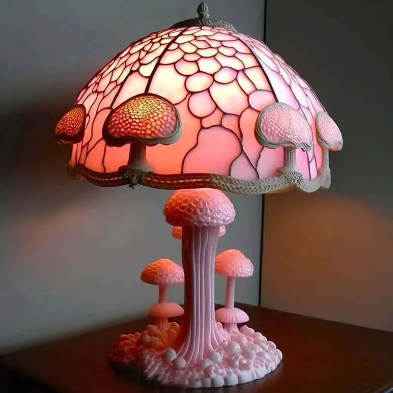 Lampe de Table Vintage en résine teintée champignon