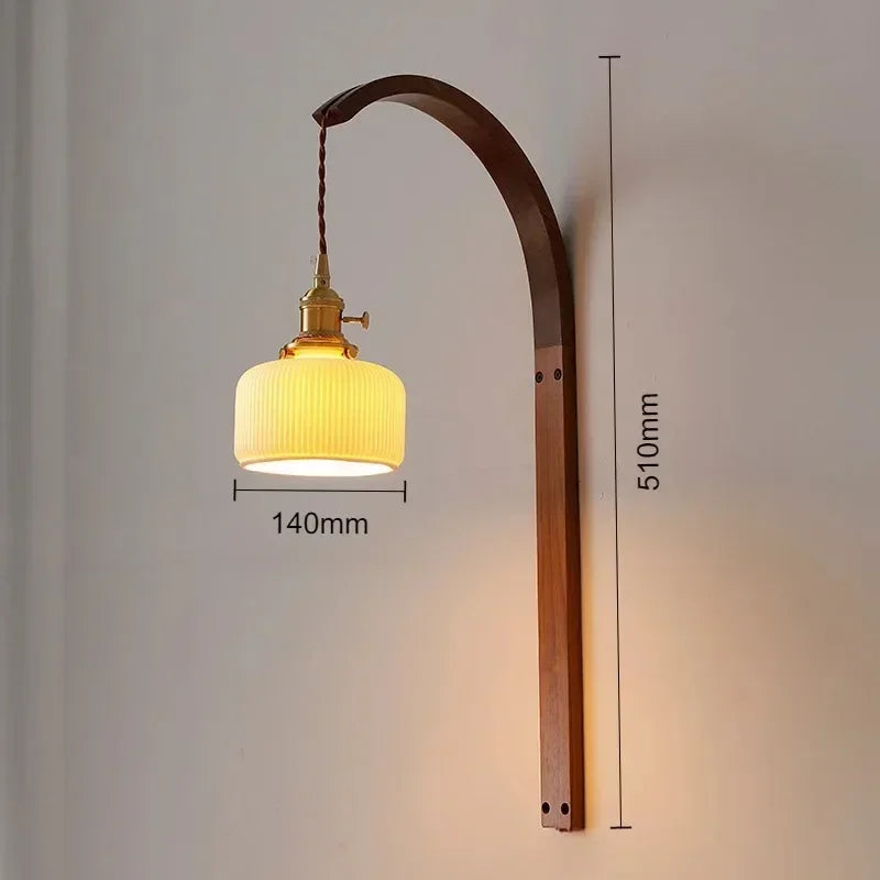 lampe moderne en bois de noyer avec lumière led décorative